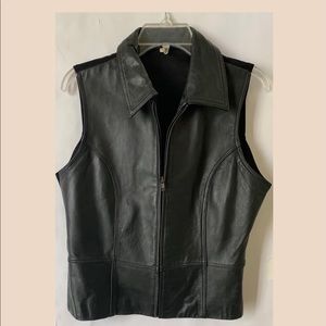 Leather Vest-XL Sheer Back & Leather Front- Nice!
